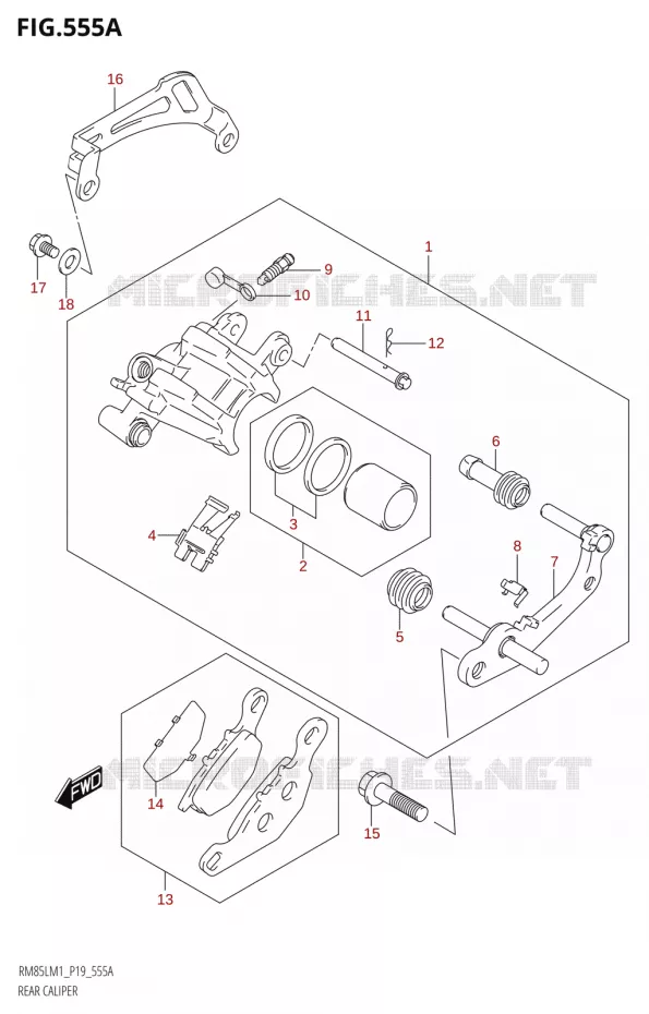 ETRIER DE FREIN ARRIERE Suzuki MOTO 85 RM 2021  RM85L M1 (E19)