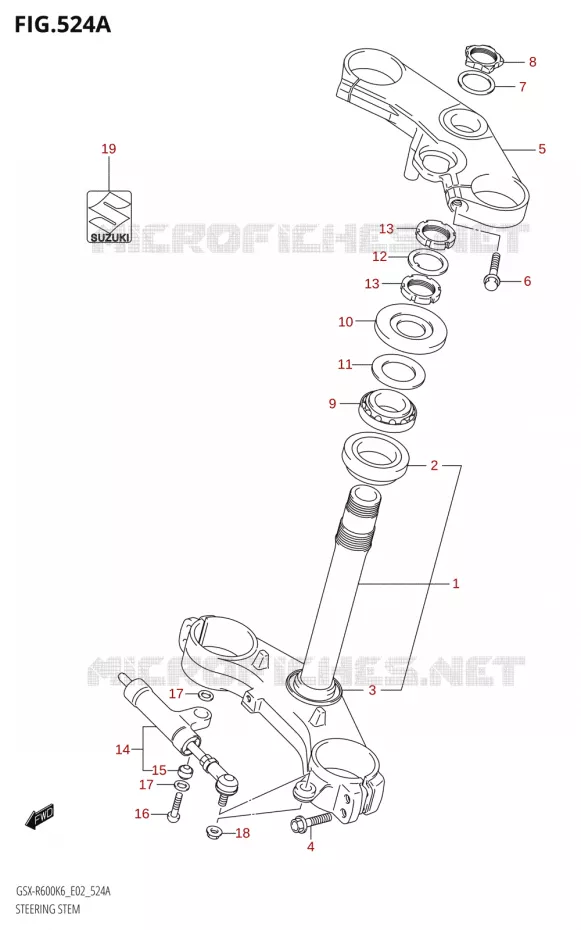 COLONNE DE DIRECTION Suzuki MOTO 600 GSX-R 2006  GSX-R600 K6 (E02,E19)