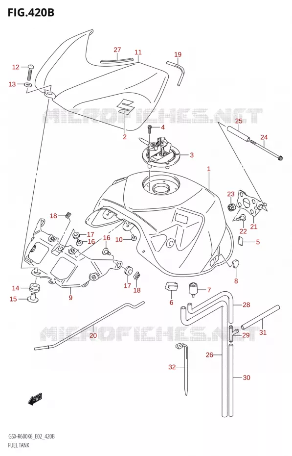 FUEL TANK (K7) Suzuki MOTO 600 GSX-R 2006  GSX-R600 K6 (E02,E19)