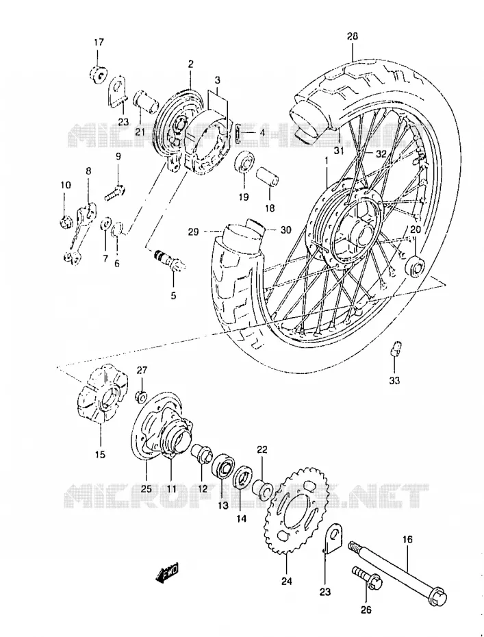 ROUE ARRIERE Suzuki MOTO 125 MARAUDER 1998  GZ125UW(W/X/Y)