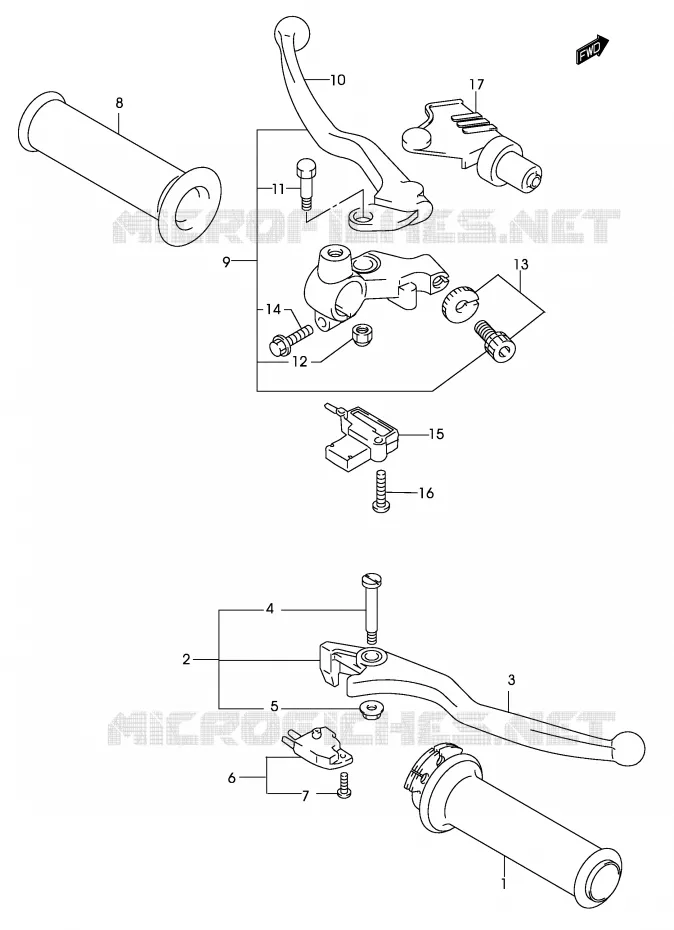 LEVIER POIGNEE (MODELE K2) Suzuki MOTO 125 MARAUDER 2002  GZ125K2(P19)