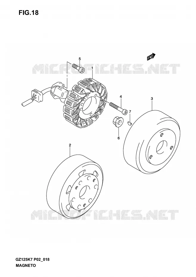 MAGNETO (MODEL K3 /​ K4 /​ K5 /​ K6) Suzuki MOTO 125 MARAUDER 2003  GZ125K3(P02)