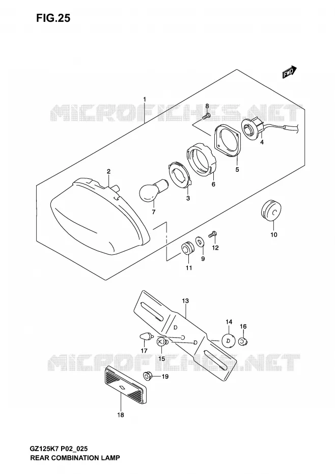 ENSEMBLE FEU ARRIERE Suzuki MOTO 125 MARAUDER 2003  GZ125K3(P19)