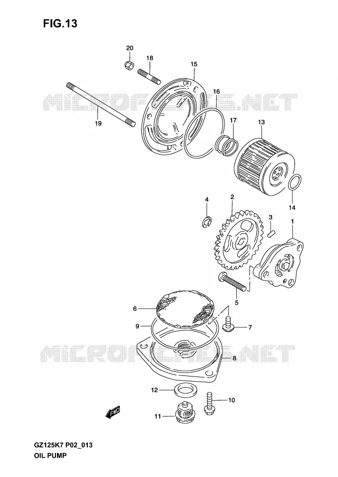 POMPE A HUILE Suzuki MOTO 125 MARAUDER 2003  GZ125K3(P19)