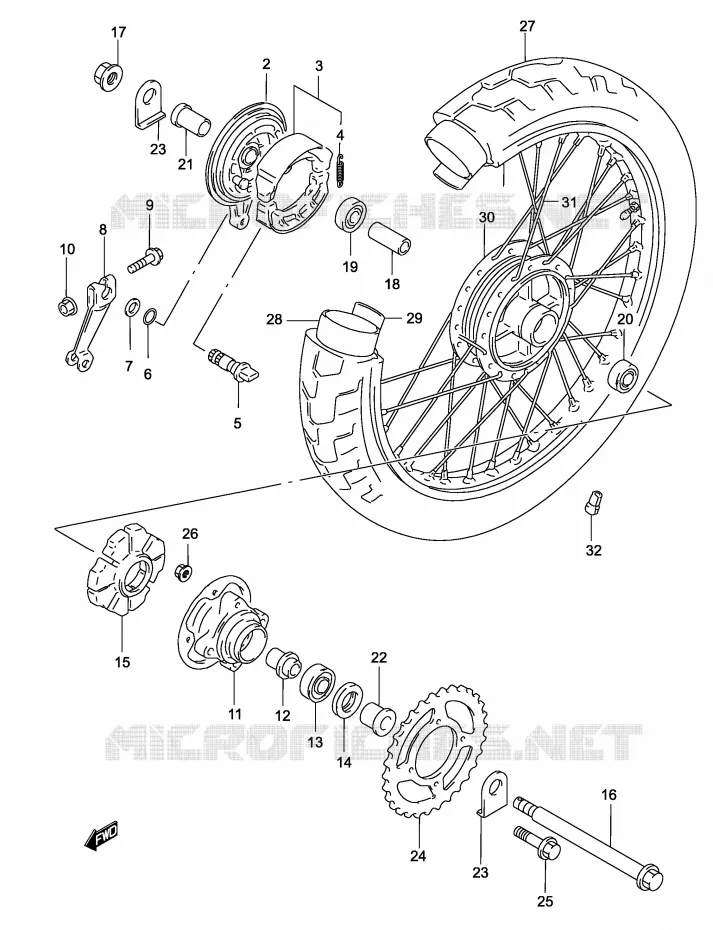 ROUE ARRIERE Suzuki MOTO 125 MARAUDER 2003  GZ125UK3(P19)