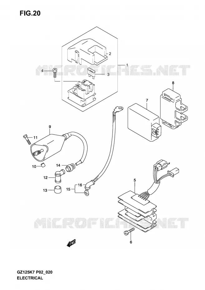 ELECTRIQUE (MODEL K3 /​ K4 /​ K5 /​ K6) Suzuki MOTO 125 MARAUDER 2004  GZ125K4(P02,P19)