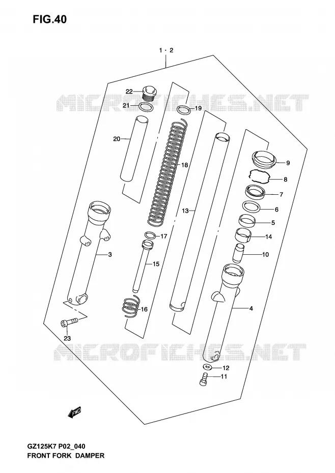 FOURCHE Suzuki MOTO 125 MARAUDER 2004  GZ125K4(P02,P19)