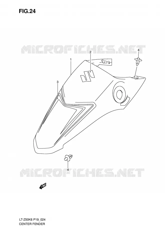 CENTER FENDER (MODEL K6) Suzuki QUAD 50 QUADSPORT 2006  LT-Z50K6(P19)