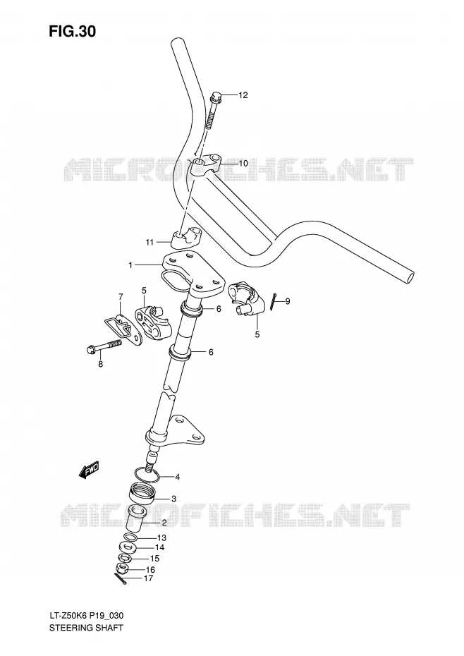 COLONNE DE DIRECTION Suzuki QUAD 50 QUADSPORT 2006  LT-Z50K6(P19)