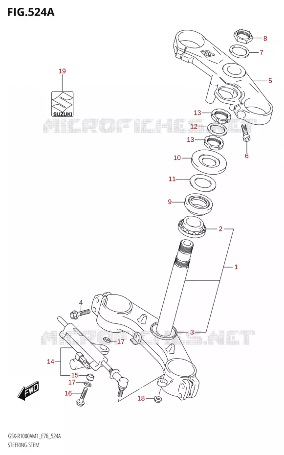 COLONNE DE DIRECTION000A,GSX-R1000ZA) Suzuki MOTO 1000 GSX-R 2021  GSX-R1000RA M1 /​ GSX-R1000RZA M1 ( E76 ECE2 E17,22,39 )