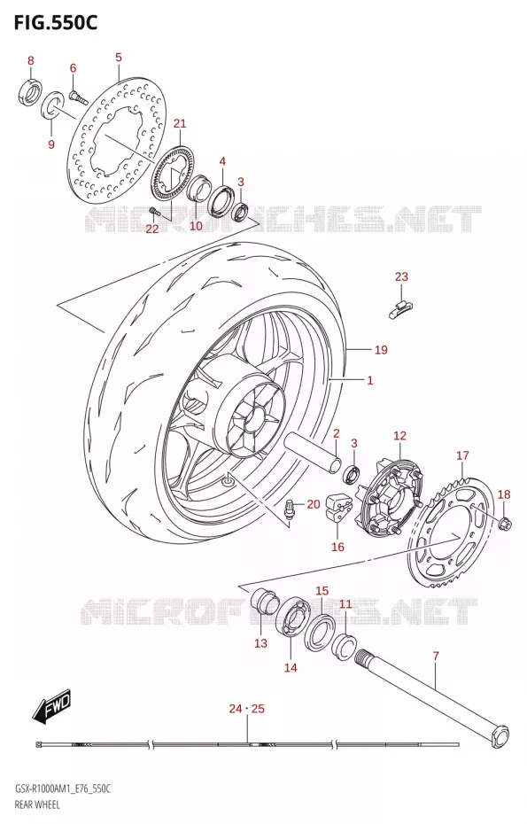 ROUE ARRIERESX-R1000RA) Suzuki MOTO 1000 GSX-R 2021  GSX-R1000RA M1 /​ GSX-R1000RZA M1 ( E76 ECE2 E17,22,39 )