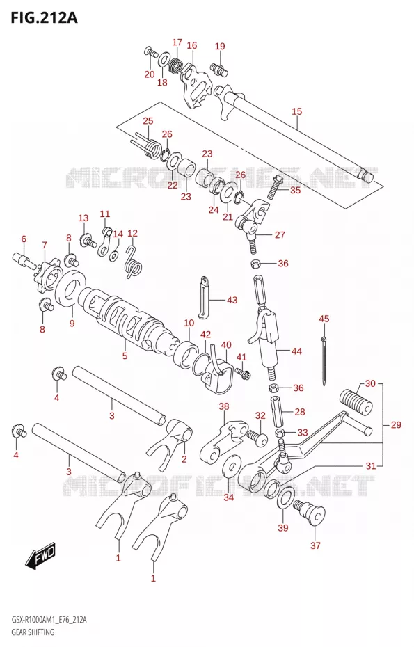 ENSEMBLE DE SELECTION DE VITESSES Suzuki MOTO 1000 GSX-R 2021  GSX-R1000RA M1 /​ GSX-R1000RZA M1 ( E76 ECE2 E17,22,39 )