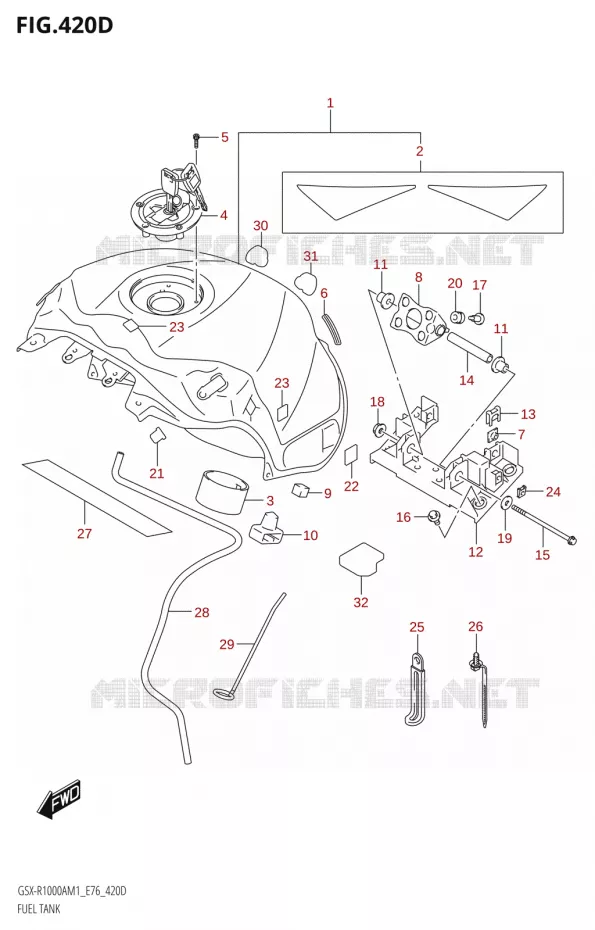 RESERVOIR D'ESSENCEZA,GSX-R1000RZA) Suzuki MOTO 1000 GSX-R 2021  GSX-R1000RA M1 /​ GSX-R1000RZA M1 ( E76 ECE2 E17,22,39 )