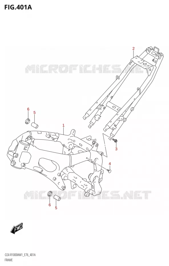 CADRE (GSX-R1000A,GSX-R1000ZA) Suzuki MOTO 1000 GSX-R 2021  GSX-R1000RA M1 /​ GSX-R1000RZA M1 ( E76 ECE2 E17,22,39 )