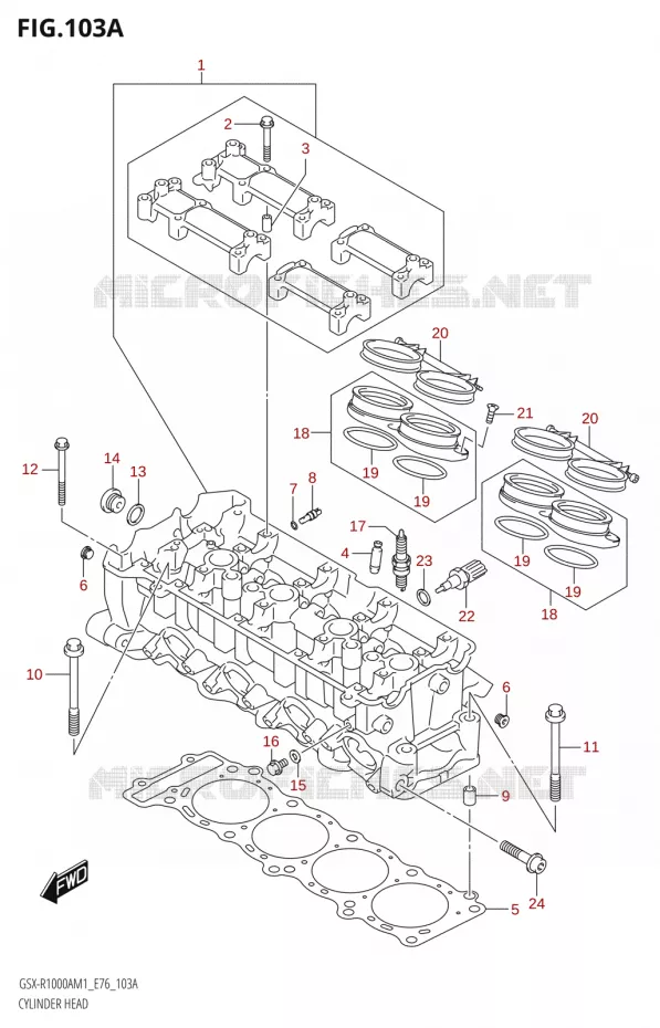 CULASSE Suzuki MOTO 1000 GSX-R 2021  GSX-R1000RA M1 /​ GSX-R1000RZA M1 ( E76 ECE2 E17,22,39 )