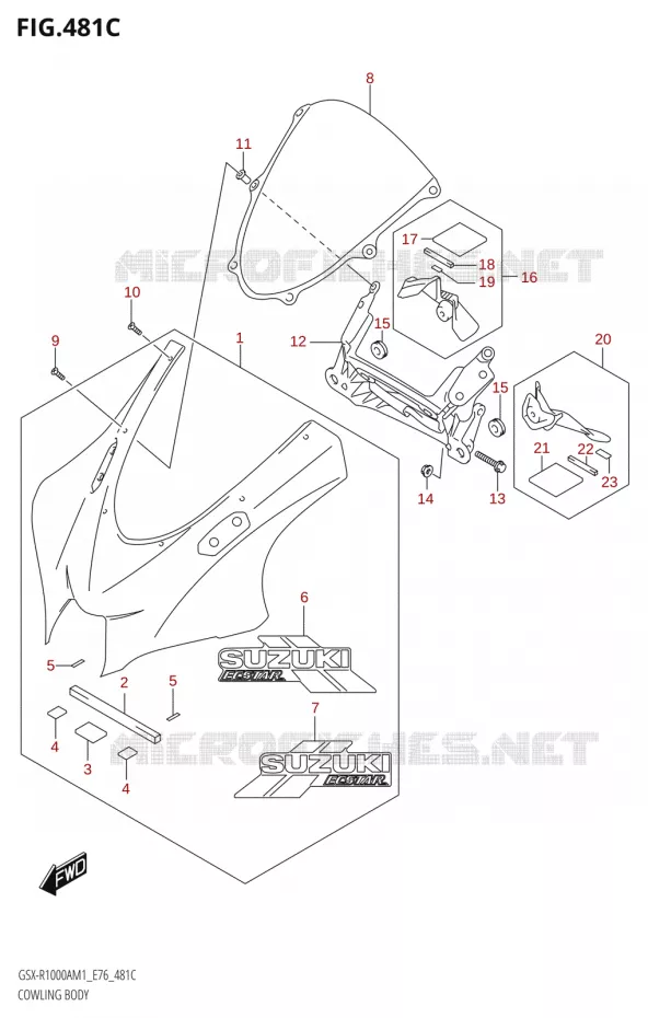 CARENAGES (GSX-R1000ZA) Suzuki MOTO 1000 GSX-R 2021  GSX-R1000RA M1 /​ GSX-R1000RZA M1 ( E76 ECE2 E17,22,39 )