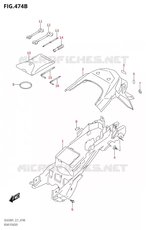 GARDE BOUE ARRIERE Suzuki MOTO 650 V-STROM 2021  DL650A M1