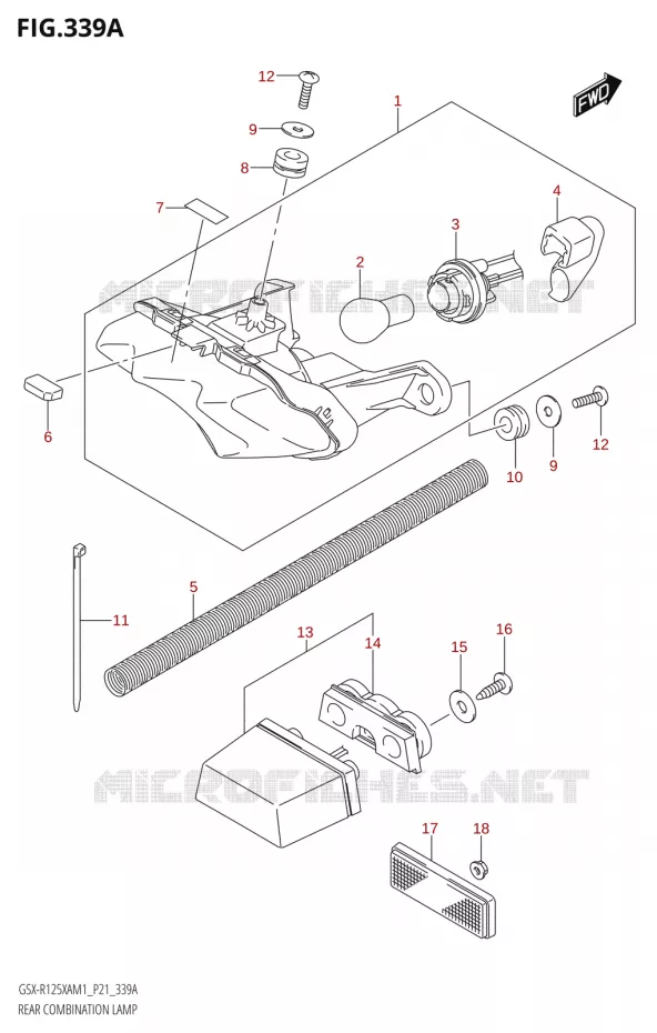 ENSEMBLE FEU ARRIERE Suzuki MOTO 125 GSX-R 2021  GSX-R125XA M1 (P21)