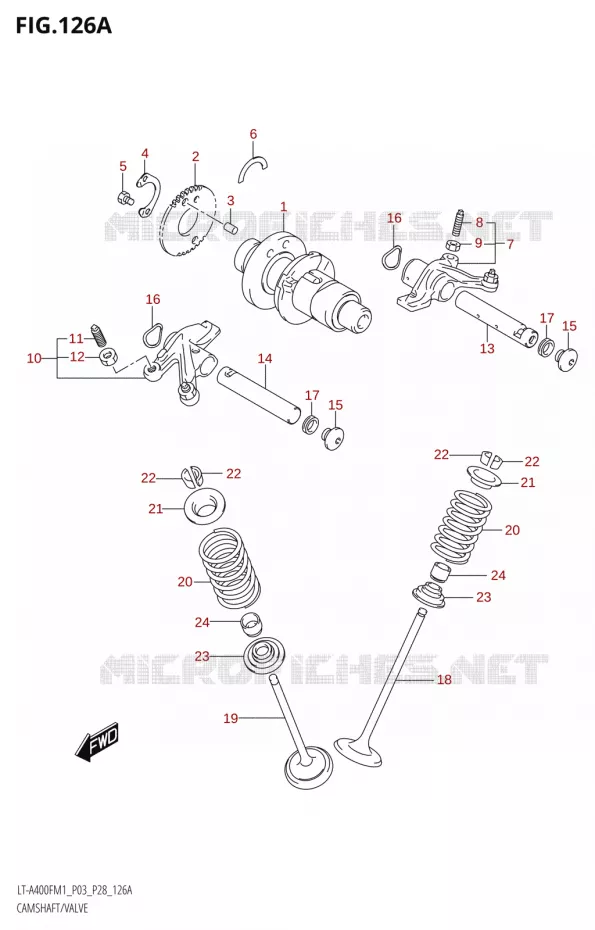 ARBRE A CAMES - SOUPAPES Suzuki QUAD 400 KINGQUAD 2021  LT-A400F M1 (P03)