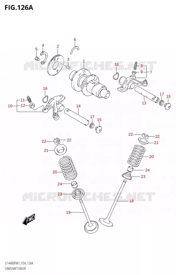 ARBRE A CAMES - SOUPAPES Suzuki QUAD 400 KINGQUAD 2021  LT-A400F M1 (P24)