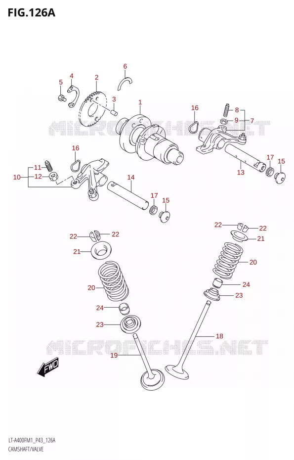 ARBRE A CAMES - SOUPAPES Suzuki QUAD 400 KINGQUAD 2021  LT-A400F M1 (P43)
