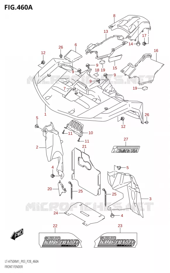 GARDE BOUE AVANT,P33) Suzuki QUAD 750 KINGQUAD 2021  LT-A750X M1 (P28)