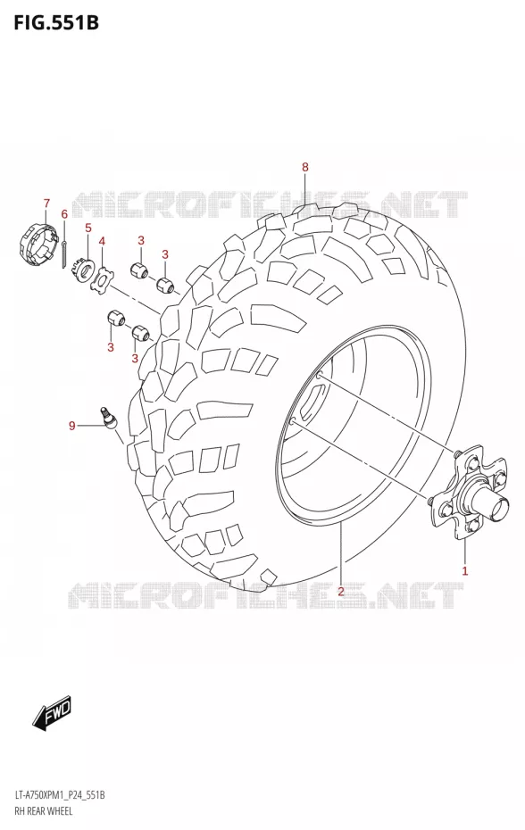 ROUE ARRIERE DROITE50XPZ) Suzuki QUAD 750 KINGQUAD 2021  LT-A750XP / XPZ M1 (P24)