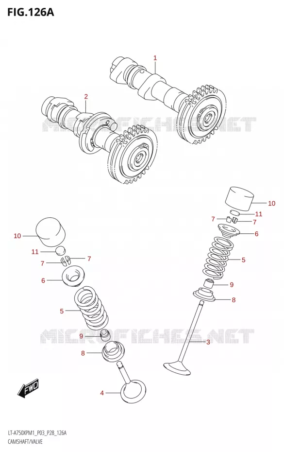ARBRE A CAMES - SOUPAPES Suzuki QUAD 750 KINGQUAD 2021  LT-A750XP / XPZ M1 (P28)