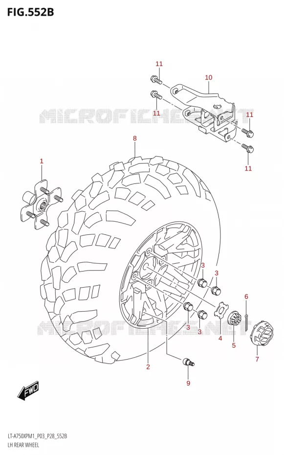 ROUE ARRIERE GAUCHE50XPZ) Suzuki QUAD 750 KINGQUAD 2021  LT-A750XP / XPZ M1 (P33)