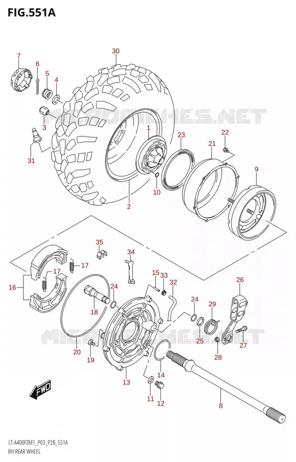 ROUE ARRIERE DROITE Suzuki QUAD 400 KINGQUAD 2021  LT-A400FZ M1 (P28)