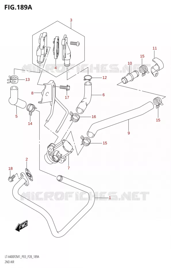 SYSTEME RECYCLAGE GAZ ECHAPPEMENT Suzuki QUAD 400 KINGQUAD 2021  LT-A400FZ M1 (P28)