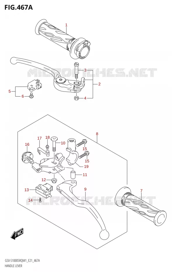 LEVIERS - POIGNEES Suzuki MOTO 1000 KATANA 2021  GSX-S1000SRQ M1 (E21)