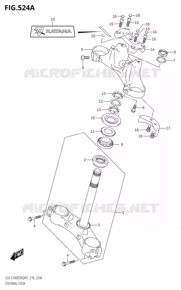 COLONNE DE DIRECTION Suzuki MOTO 1000 KATANA 2021  GSX-S1000SRQ M1 (E76 ECE2 E17,22,39)