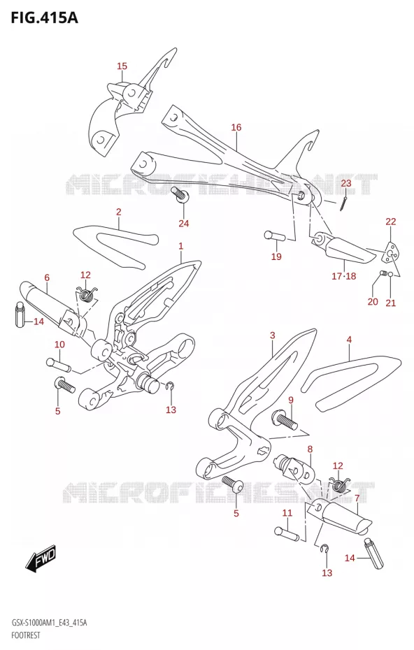REPOSE PIEDS Suzuki MOTO 1000 GSX-S 2021  GSX-S1000A M1 /​ GSX-S1000AZ M1 (E43)