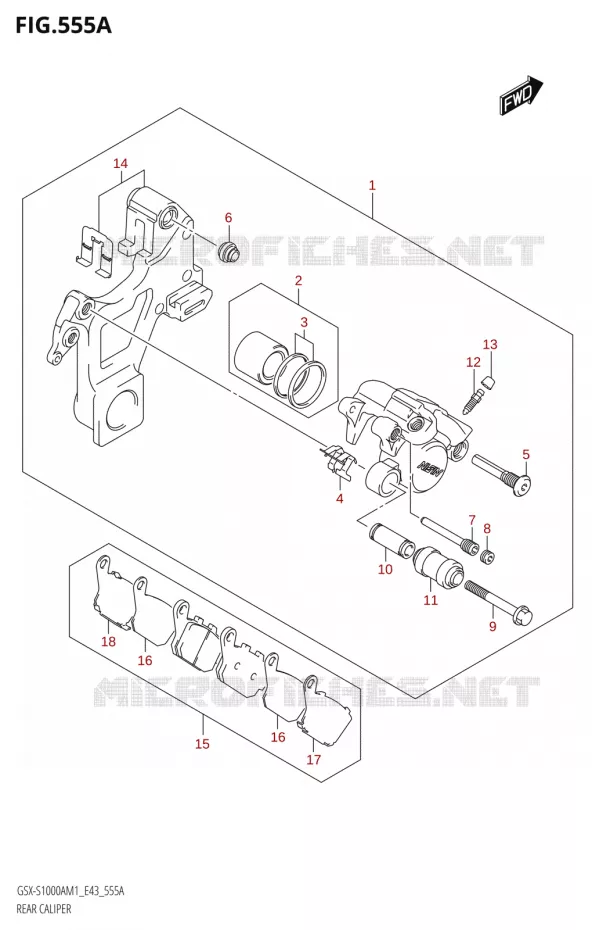 ETRIER DE FREIN ARRIERE Suzuki MOTO 1000 GSX-S 2021  GSX-S1000A M1 /​ GSX-S1000AZ M1 (E43)