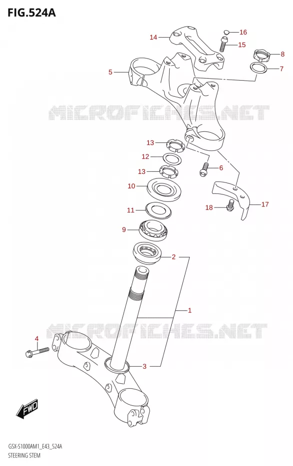 COLONNE DE DIRECTION Suzuki MOTO 1000 GSX-S 2021  GSX-S1000A M1 /​ GSX-S1000AZ M1 (E43)