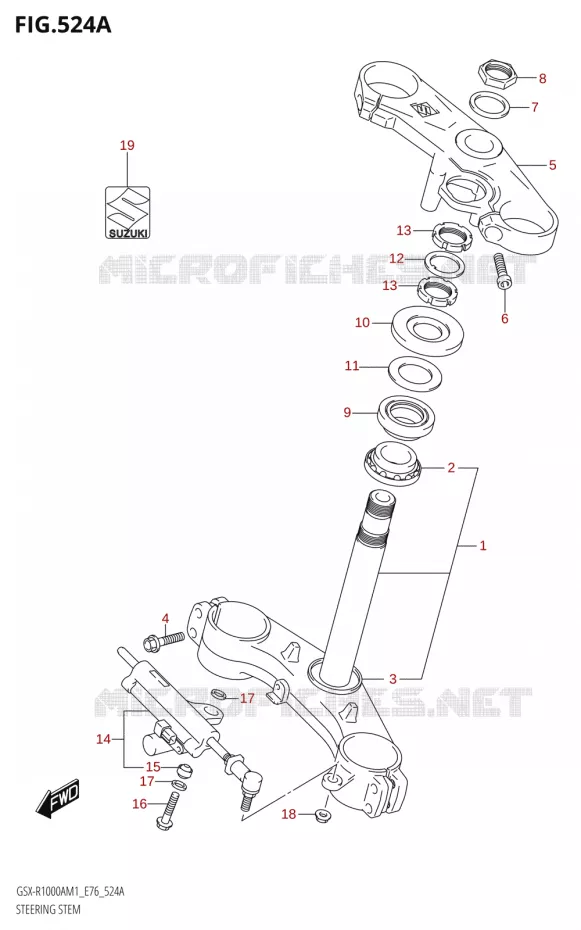 COLONNE DE DIRECTION000A,GSX-R1000ZA) Suzuki MOTO 1000 GSX-R 2021  GSX-R1000A M1 /​ GSX-R1000ZA M1  ( E76 ECE2 E17,22,39 )
