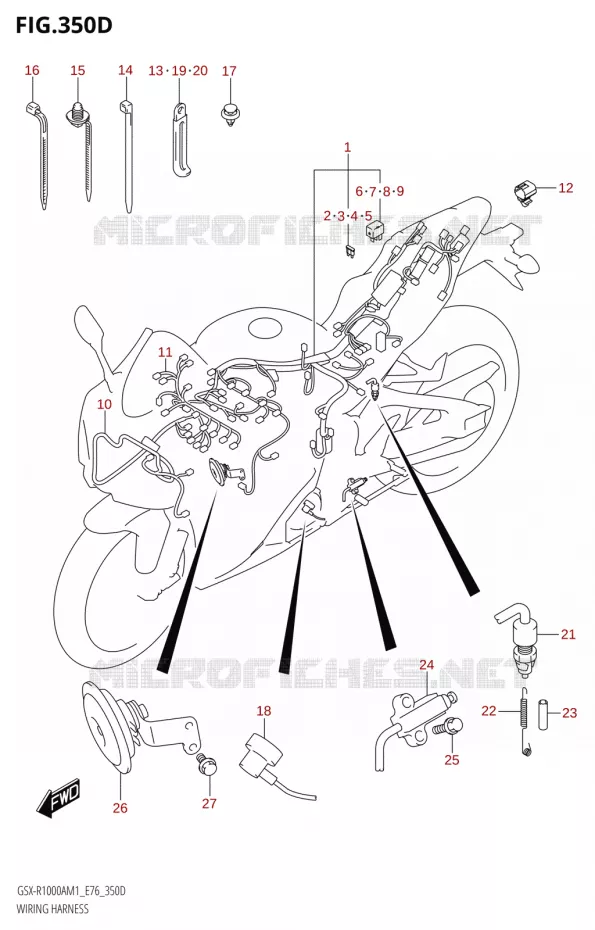 FAISCEAU ELECTRIQUER1000A,GSX-R1000ZA) Suzuki MOTO 1000 GSX-R 2021  GSX-R1000A M1 /​ GSX-R1000ZA M1  ( E76 ECE2 E17,22,39 )