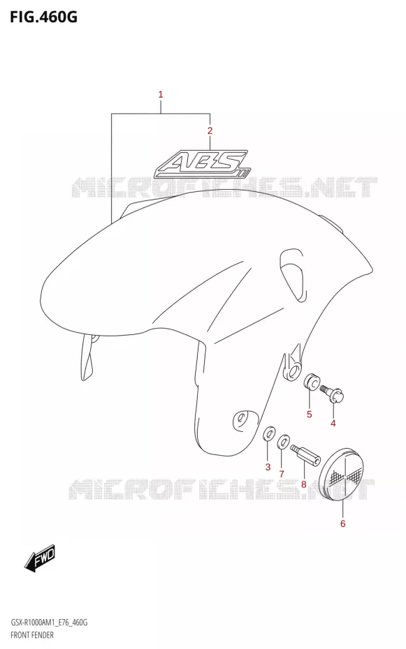 GARDE BOUE AVANT-R1000RZA) Suzuki MOTO 1000 GSX-R 2021  GSX-R1000A M1 /​ GSX-R1000ZA M1  ( E76 ECE2 E17,22,39 )