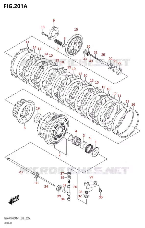 EMBRAYAGE Suzuki MOTO 1000 GSX-R 2021  GSX-R1000A M1 /​ GSX-R1000ZA M1  ( E76 ECE2 E17,22,39 )