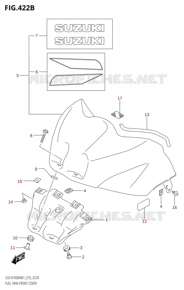 COUVRE RESERVOIR (GSX-R1000RA) Suzuki MOTO 1000 GSX-R 2021  GSX-R1000A M1 /​ GSX-R1000ZA M1  ( E76 ECE2 E17,22,39 )
