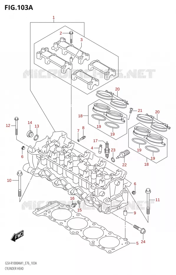 CULASSE Suzuki MOTO 1000 GSX-R 2021  GSX-R1000A M1 /​ GSX-R1000ZA M1  ( E76 ECE2 E17,22,39 )