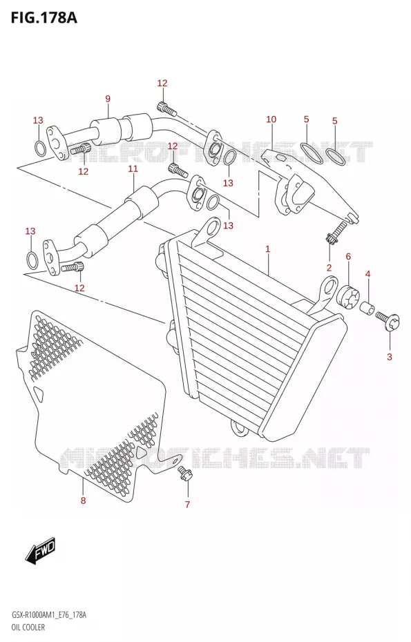 RADIATEUR D'HUILE Suzuki MOTO 1000 GSX-R 2021  GSX-R1000A M1 /​ GSX-R1000ZA M1  ( E76 ECE2 E17,22,39 )