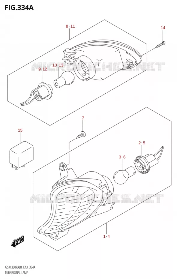CLIGNOTANTS Suzuki MOTO 1300 HAYABUSA 2018  GSX1300RA L8 (E43)