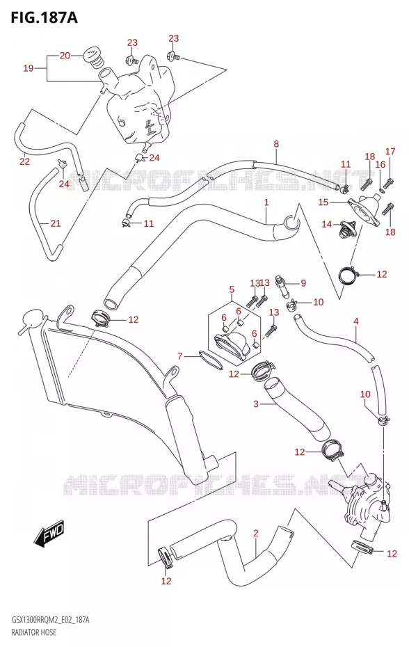 DURITES DE RADIATEUR - VASE D'EXPANSION Suzuki MOTO 1300 HAYABUSA 2022  GSX1300RRQ / RRQZ M2 (E02)