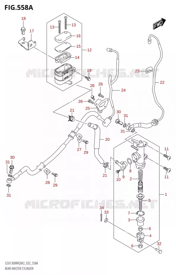 MAITRE CYLINDRE DE FREIN ARRIERE Suzuki MOTO 1300 HAYABUSA 2022  GSX1300RRQ M2 (E19)