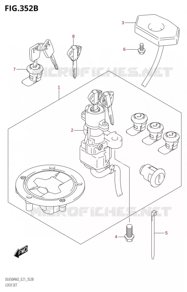 KIT SERRURE (FOR TOP CASE,SIDE CASE) Suzuki MOTO 650 V-STROM 2022  DL650A M2 (E21)