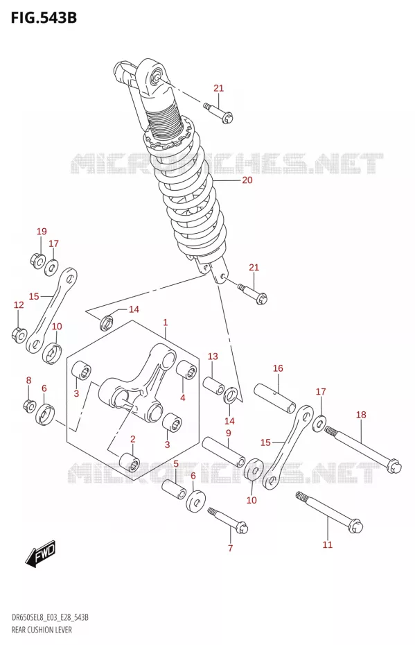 BIELLETTE DE SUSPENSION ARRIERE28) Suzuki MOTO 650 DR 2018  DR650SE L8 (E03)