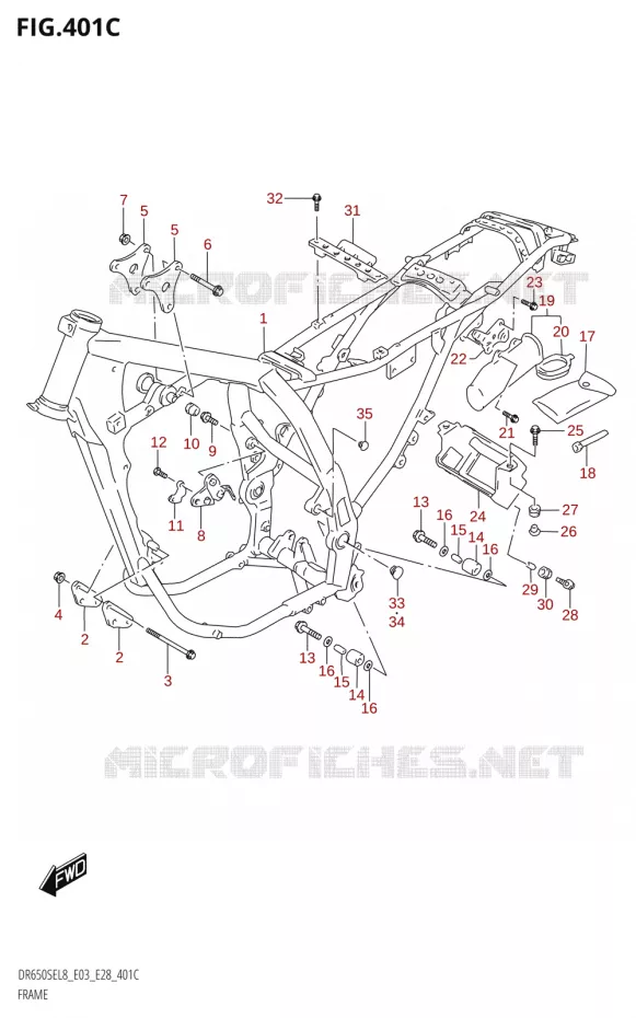 CADRE (DR650SE:L8:E33) Suzuki MOTO 650 DR 2018  DR650SE L8 (E03)