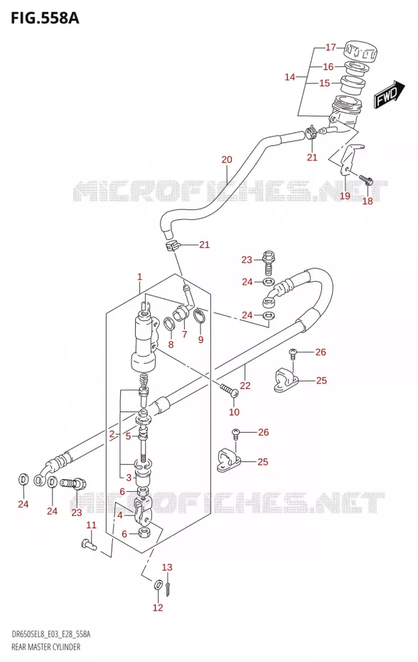 MAITRE CYLINDRE DE FREIN ARRIERE Suzuki MOTO 650 DR 2018  DR650SE L8 (E03)